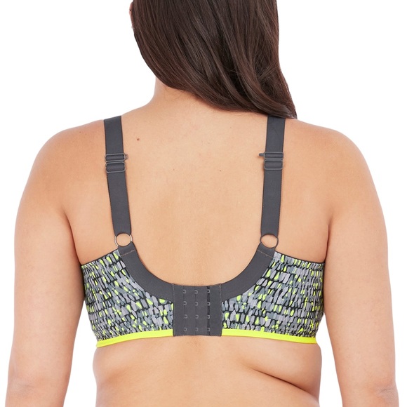 ELOMI Energise J-Hook Underwire Sports Bra 8042 Lime twist gray US size 34N NWT - Picture 5 of 14